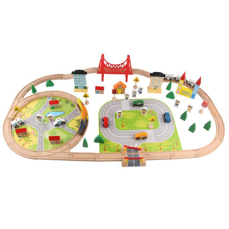 Voie en bois de Toy Competible For All Brands de voie de chemin de fer d'enfants éducative