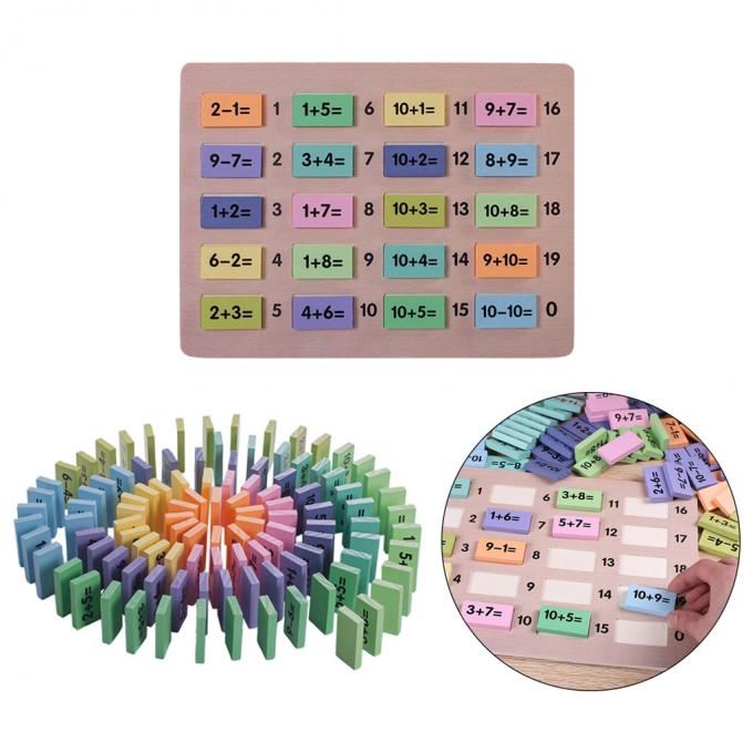 Les mathématiques les jouets qu'éducatifs de maths numérotent des dominos bloc constitutif drôle