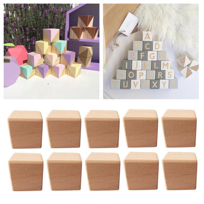 puzzle de bébé de 10pcs Mini Wooden Cubes Square Blocks faisant la peinture implorante en bois pour des jouets de passe-temps d'enfants de projets des métiers DIY