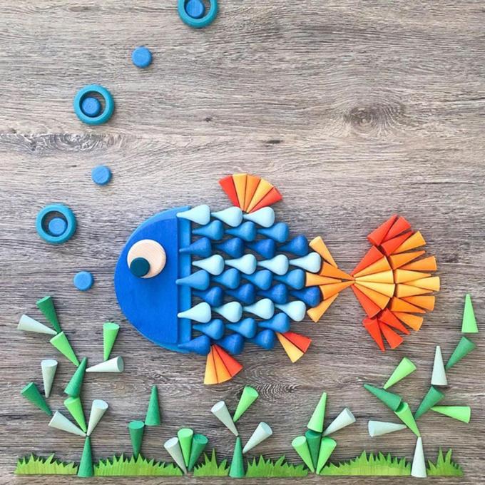 Le jeu éducatif de pièces lâches en bois d'arc-en-ciel a placé Waldorf coloré Toy Montessori Stacking Blocks pour le bébé préscolaire d'enfant en bas âge d'enfants