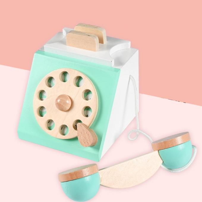 Jeu en bois de rôle de jouets de Playset de rétro téléphone de simulation éducatif